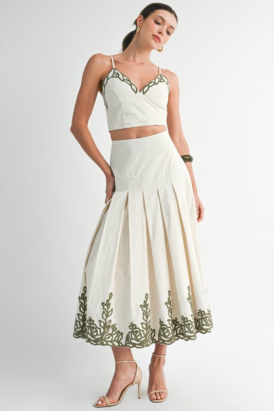 EMBROIDERED BUSTIER SET