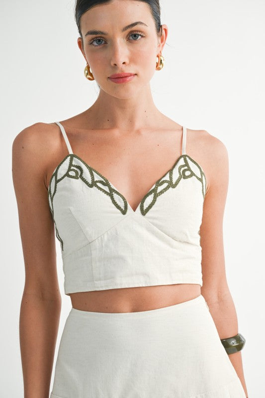 Embroidered Bustier Set - Ivory