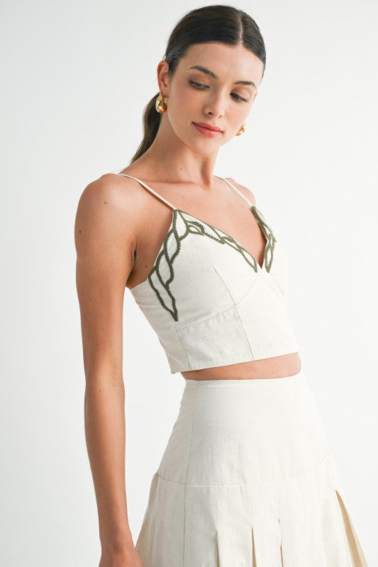 Embroidered Bustier Set - Ivory