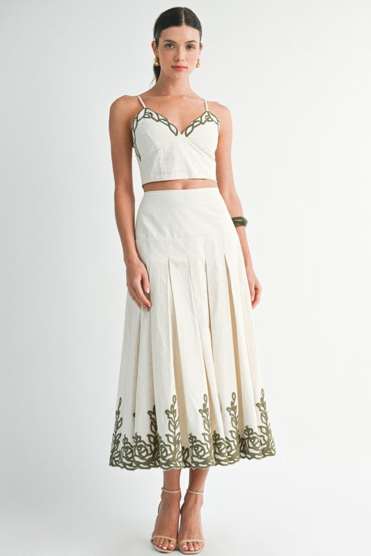 EMBROIDERED BUSTIER SET