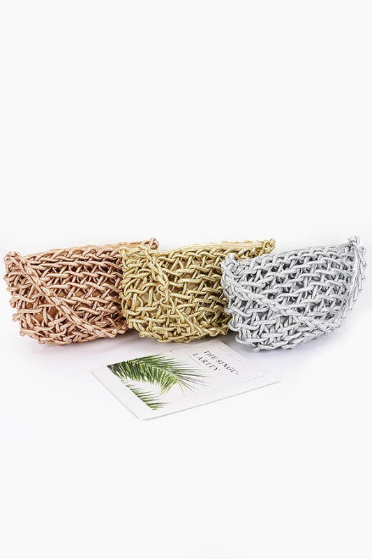 HANDMADE METALLIC BRAIDED BAG - SILVER