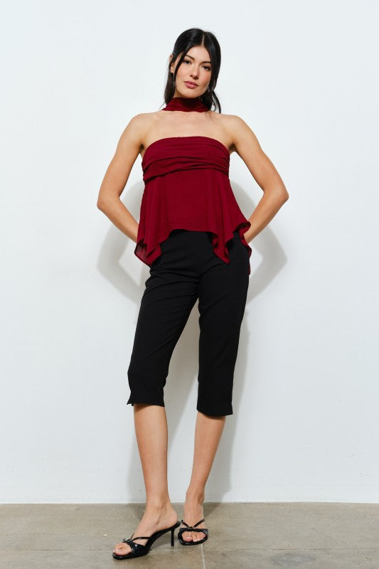 Jennie Strapless Top - Burgundy