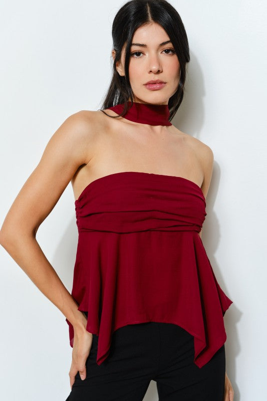 Jennie Strapless Top - Burgundy