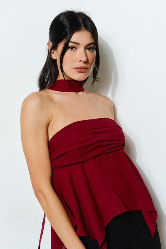 Jennie Strapless Top - Burgundy