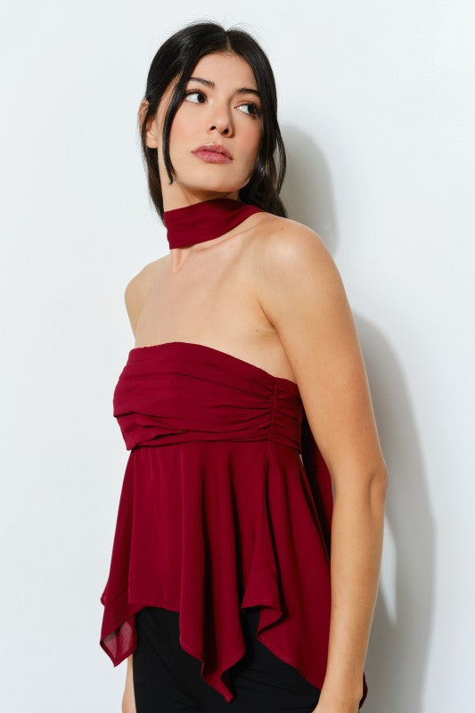 Jennie Strapless Top - Burgundy