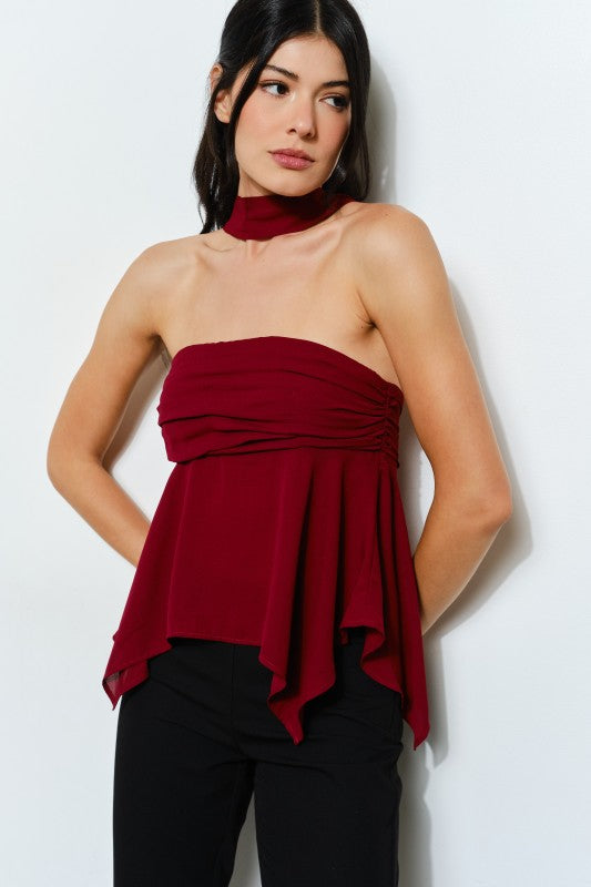 Jennie Strapless Top - Burgundy