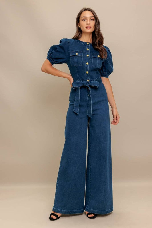 WHASHED DENIM JUMPSUIT