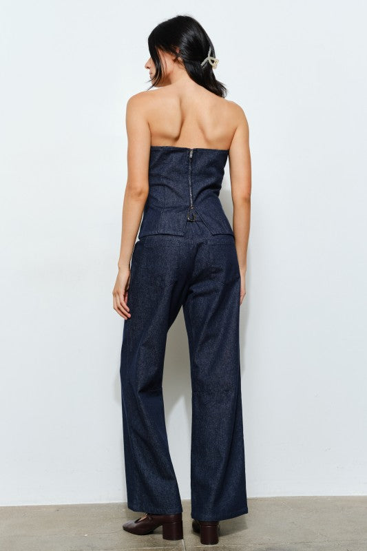 Dark Denim Strapless & Pants Set