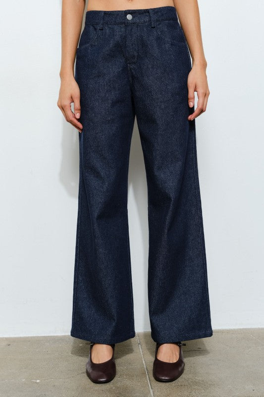 DARK DENIM STRAPLESS & PANTS SET