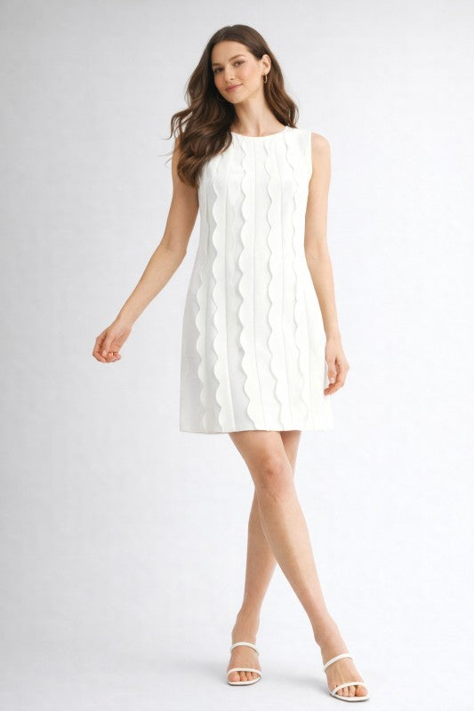 Scalloped Band Mini Dress - White