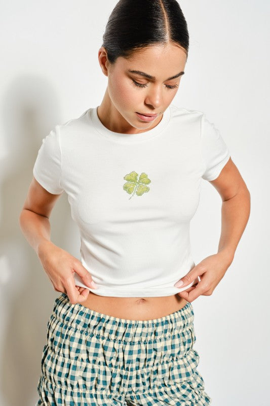 Maggie Clover Beaded Tee