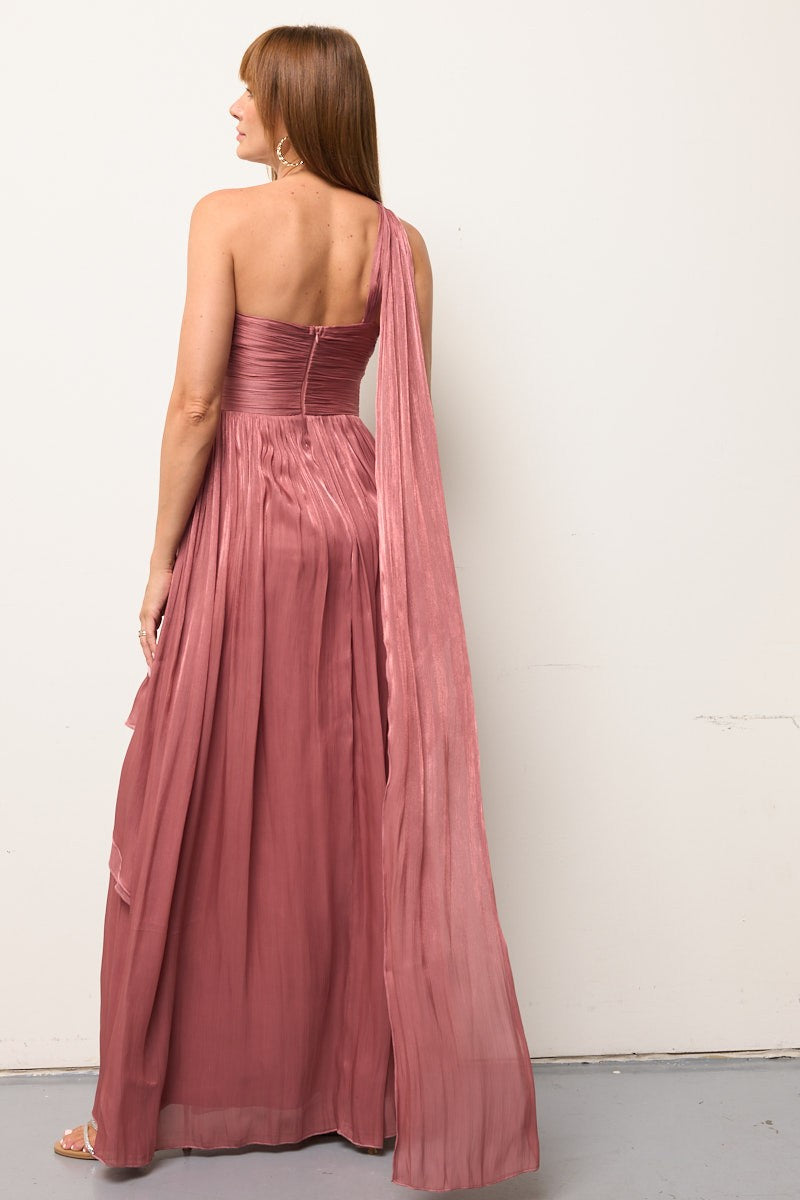 ONE SHOULDER MAXI DRESS - BUTTER YELLOW