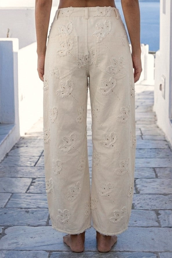 Blossom Embroidered Wide-leg Pants