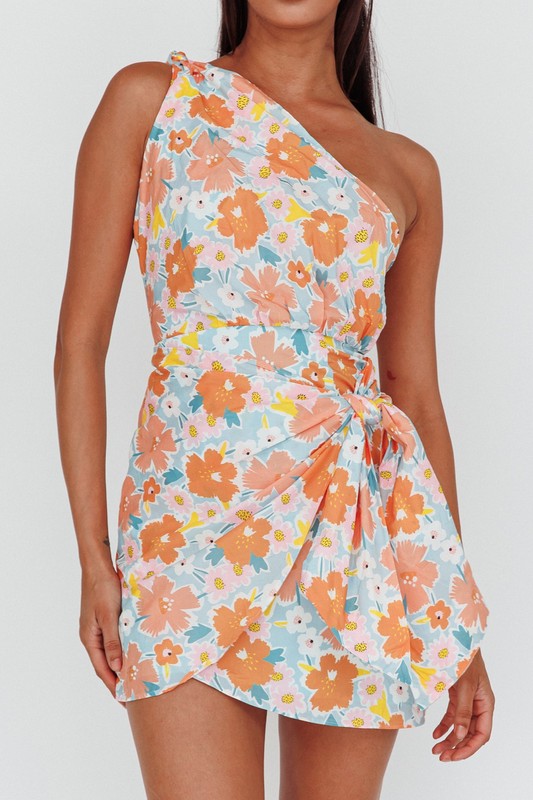 Asymmetric One Shoulder Mini Dress