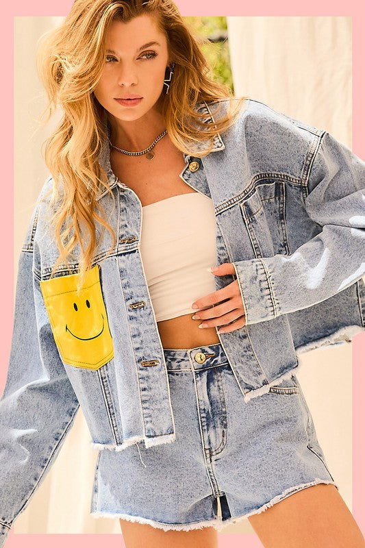 Happy Face Denim Short