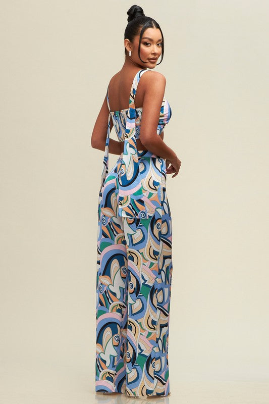 Crop Top And Pant Set Blue Multi