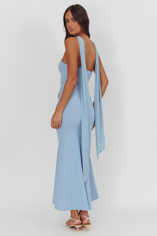STRAPLESS MAXI DRESS - BLUE