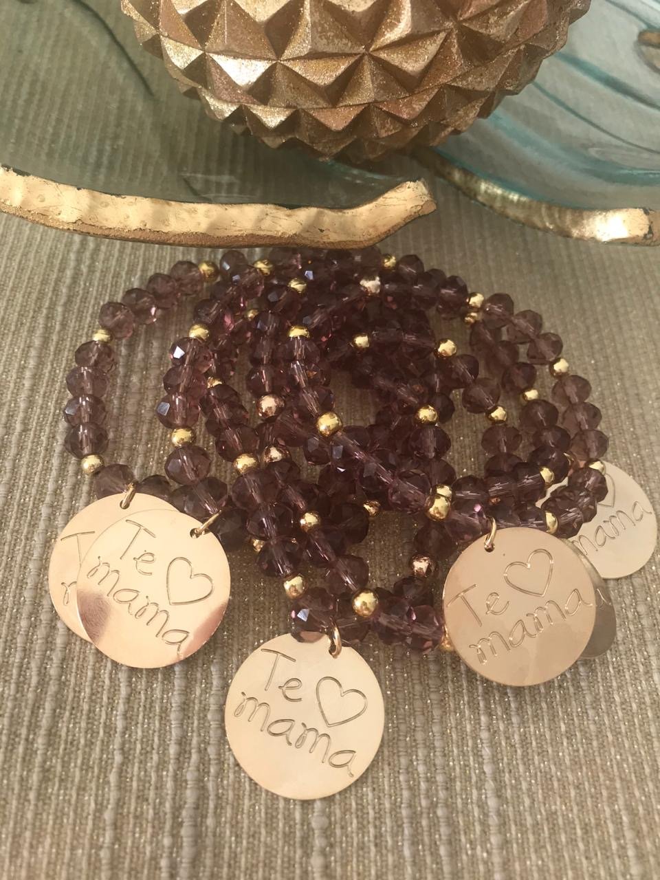 PULSERAS DE CRISTALES SMOKE "TE AMO MAMA"