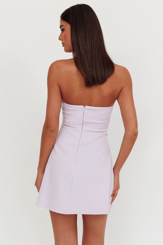 3D Floral Mini Dress - Lilac