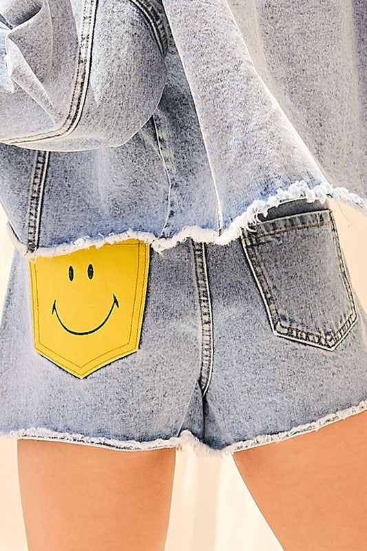 Happy Face Denim Short