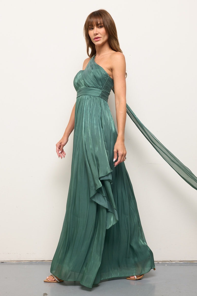 One Shoulder Maxi Dress Green