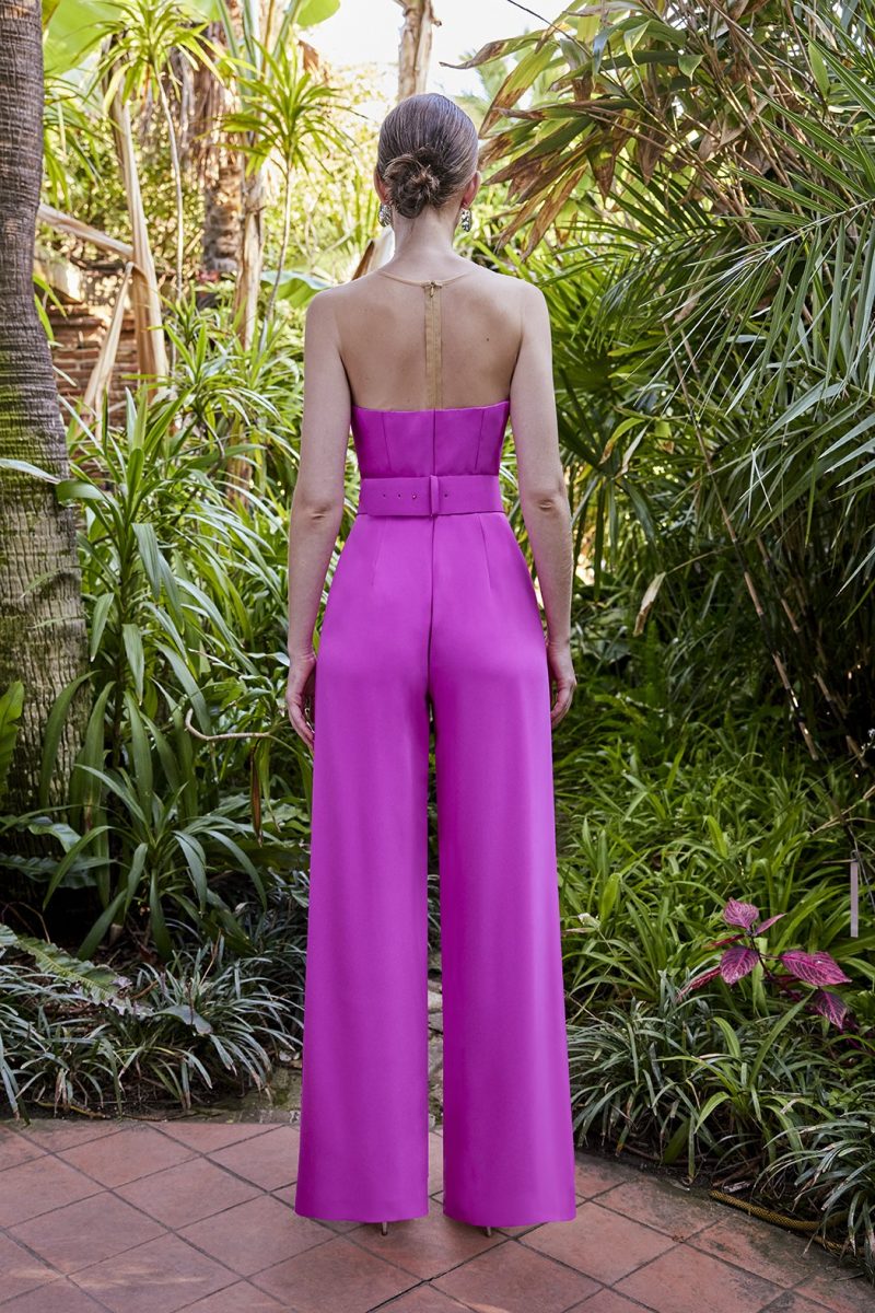 CARLA RUIZ - STRAPLESS JUMPSUIT WITH BELT - BLACK