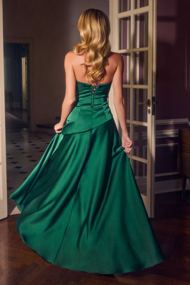 STRAPLESS MAXI DRESS- EMERALD