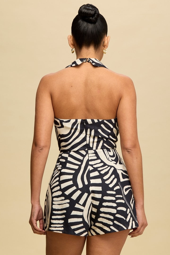 TRIBAL TIE FRONT ROMPER