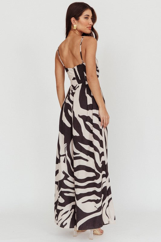SLEVELESS ZEBRA PRINT JUMPSUIT