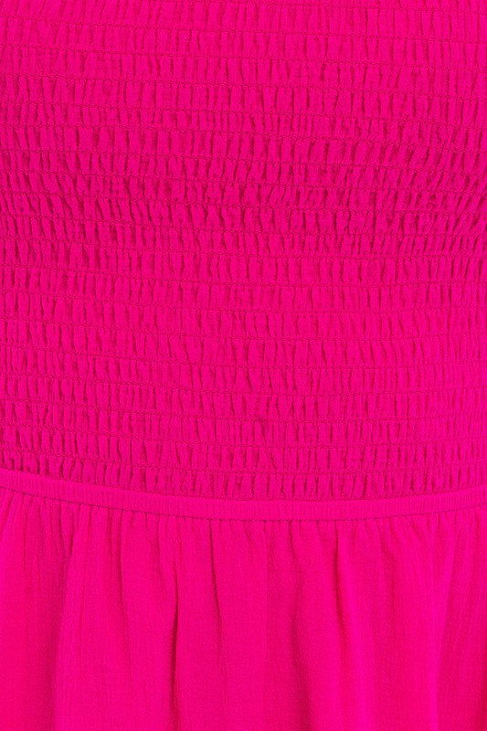 Halter Smocked Tiered Mini Dress - Fuschia