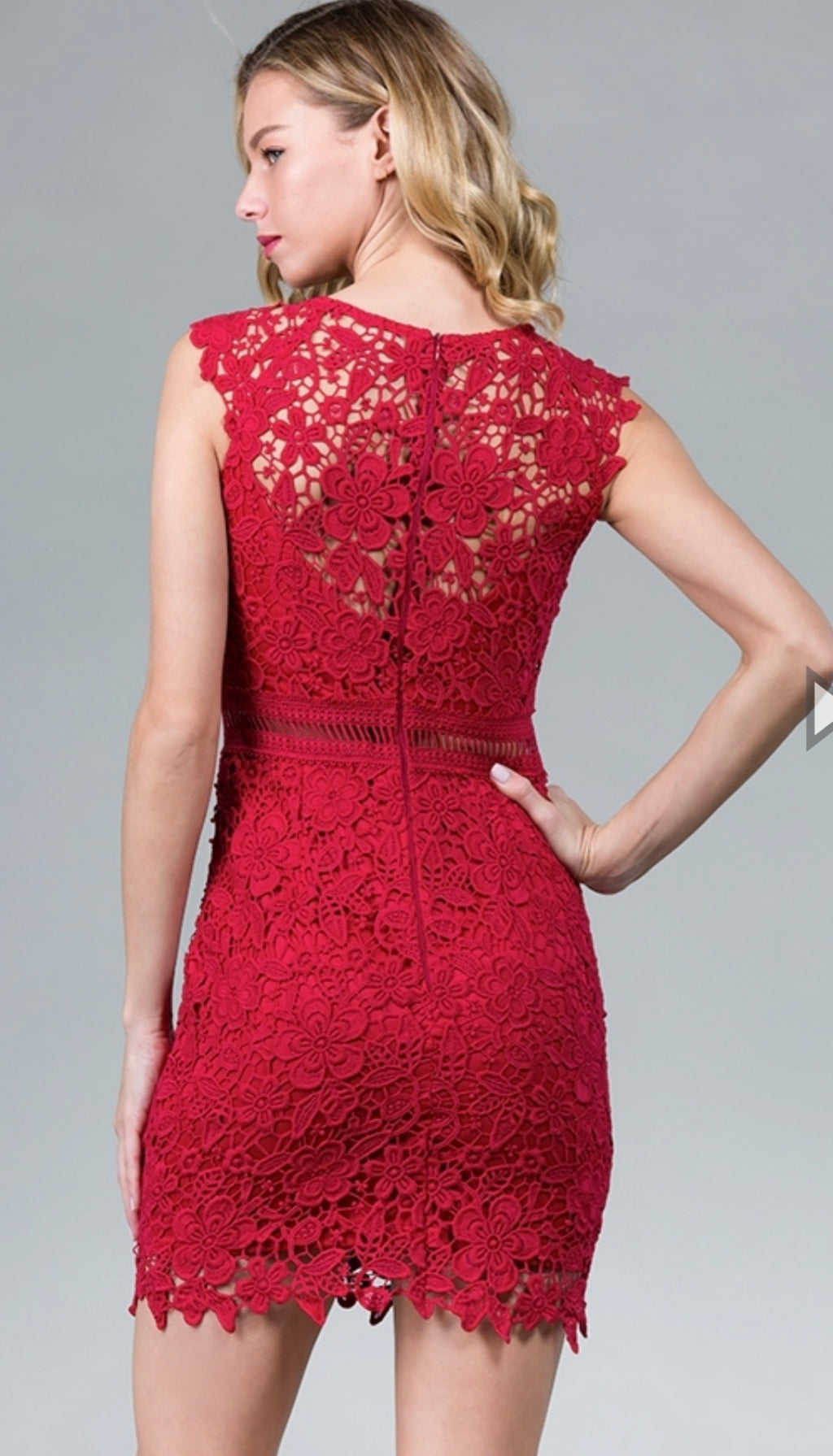 Lace Mini Dress - Red