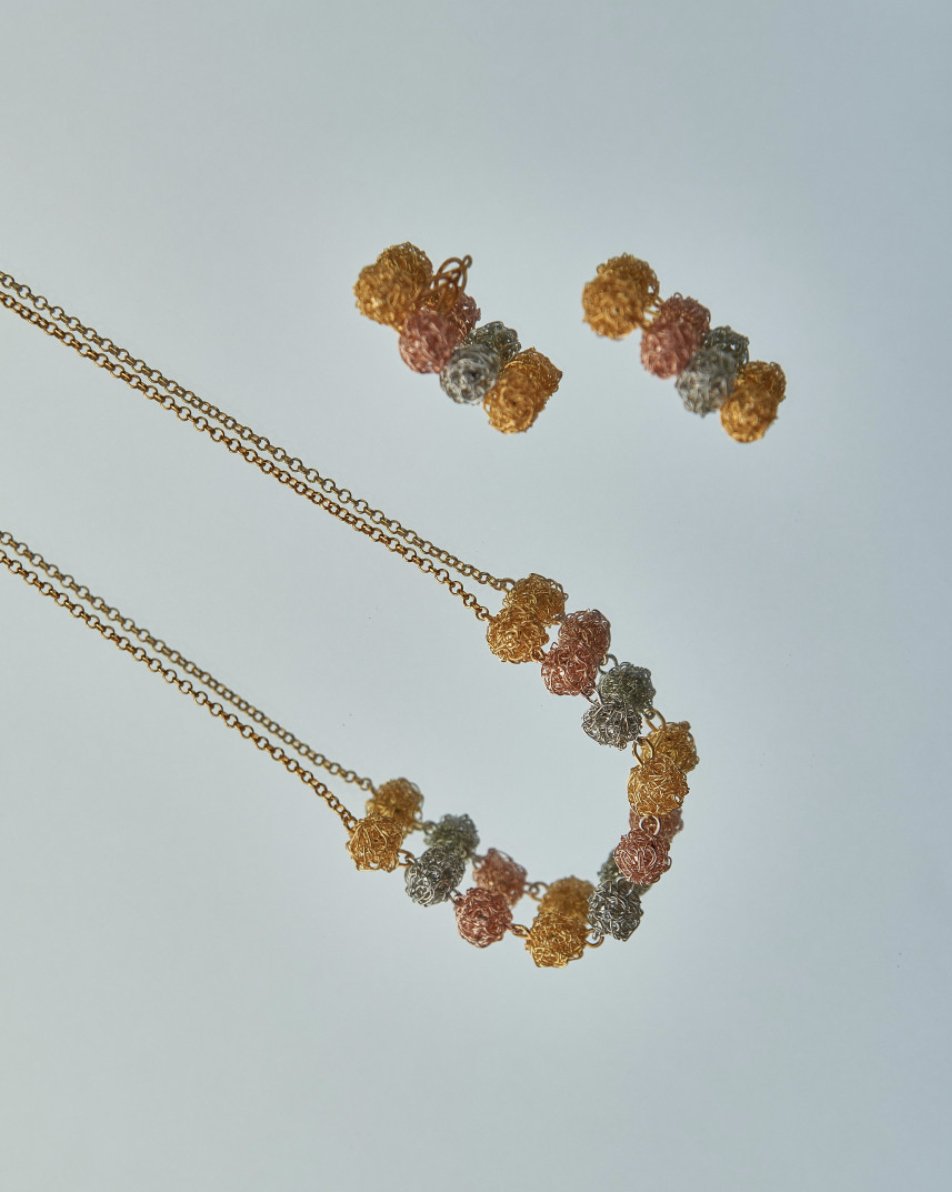 TREE TONE CROCHET BALLS NECKLACE