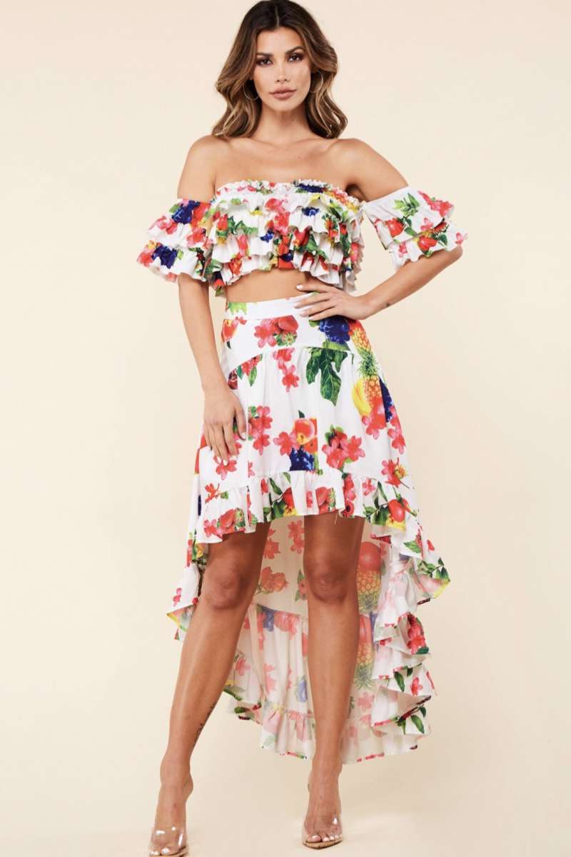SET DE FALDA Y CROP TOP MULTICOLOR