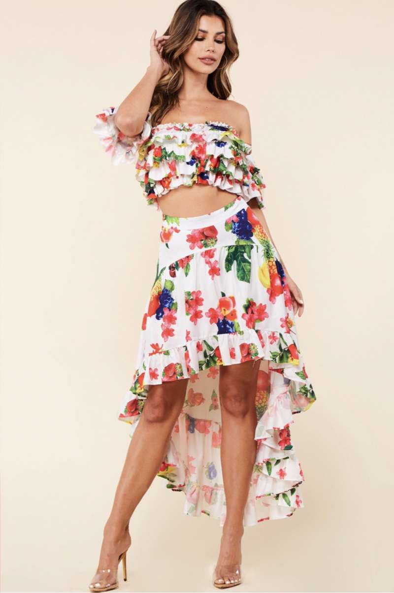 SET DE FALDA Y CROP TOP MULTICOLOR