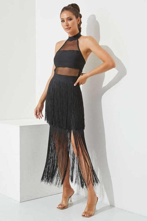 HALTER MAXI DRESS - BLACK
