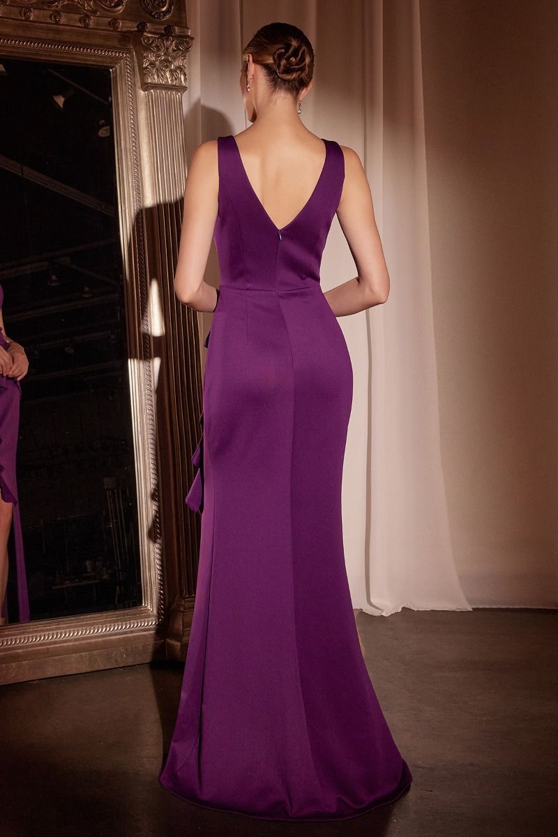 FITTED NEOPRENE BURGUNDY DRESS - DUSTY BLUE