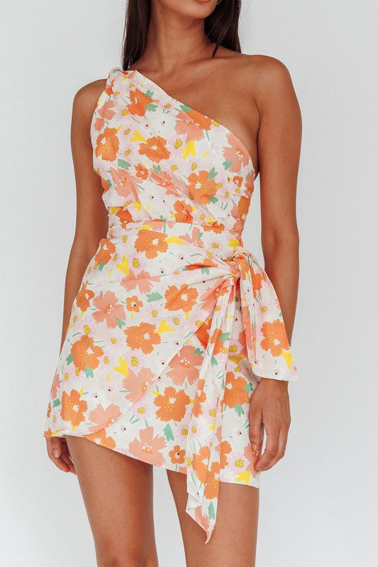 ASYMMETRIC ONE SHOULDER MINI DRESS