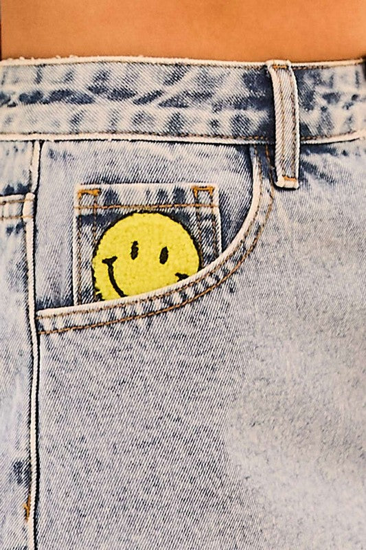 Happy Face Denim Short