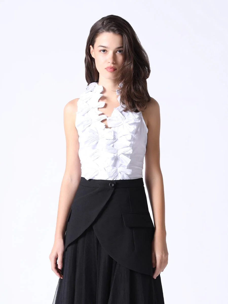 BOW DETAIL TOP - WHITE