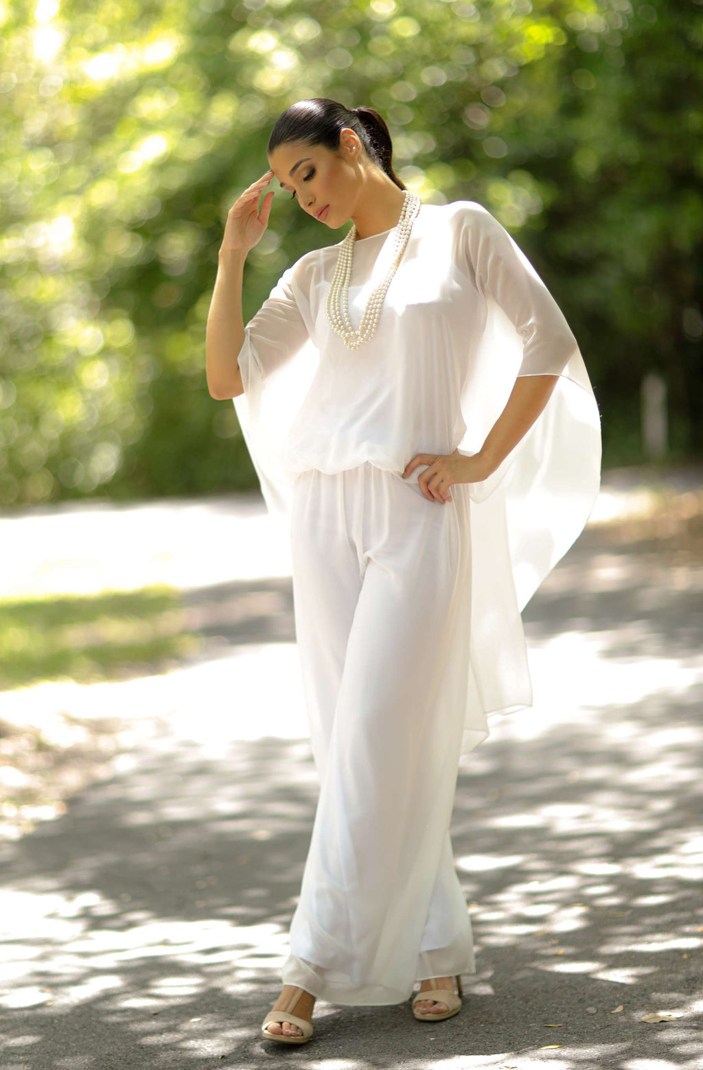 PANTALON PALAZZO DE CHIFFON NEGRO