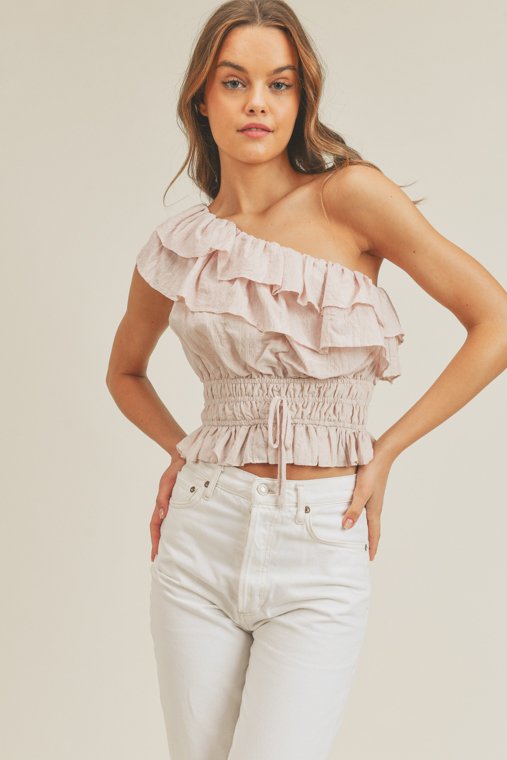 ONE SHOULDER RUFFLE TOP