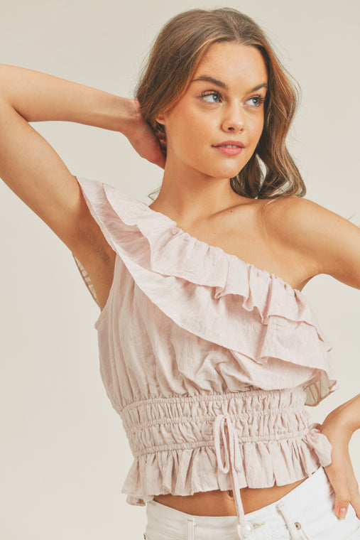 One Shoulder Ruffle Top