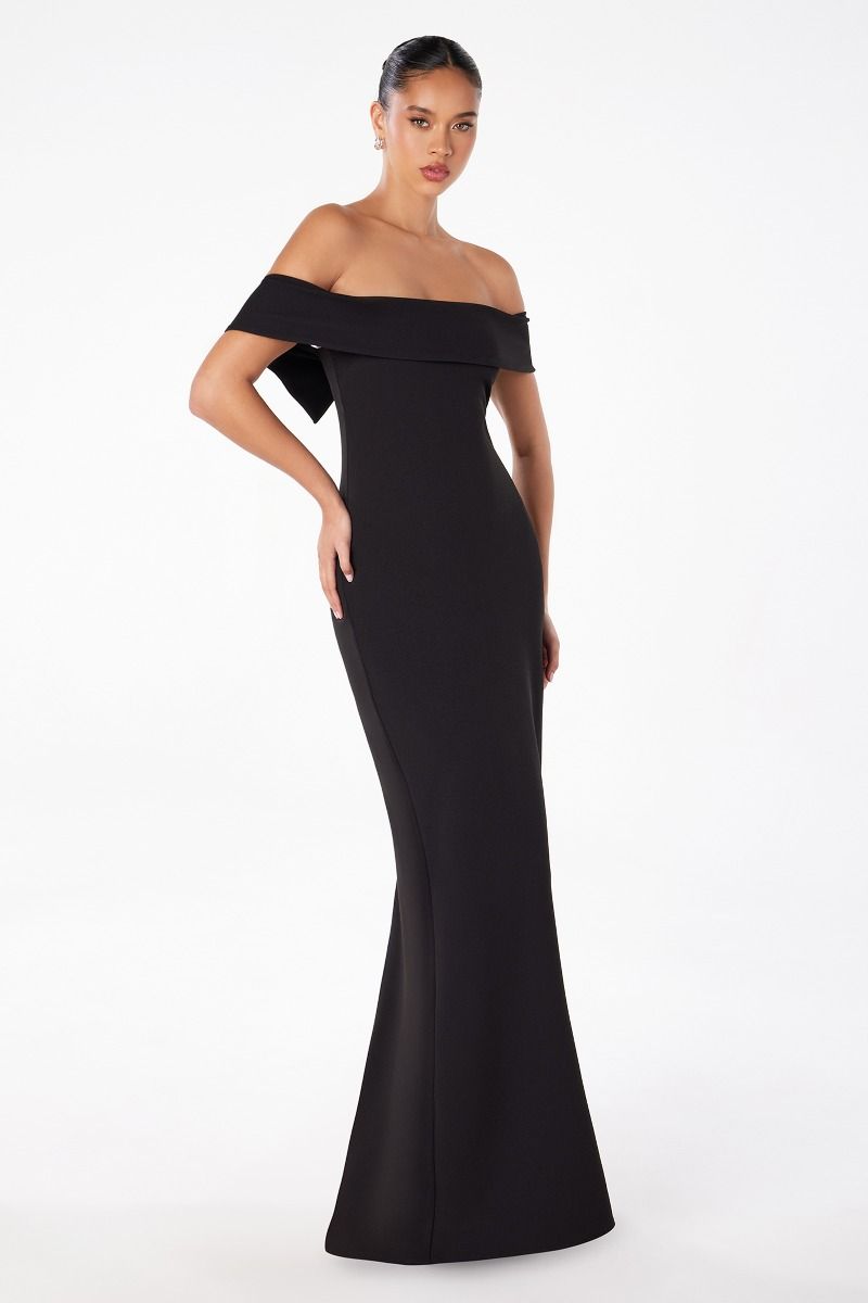 OFF SHOULDER MAXI DRESS - BLACK