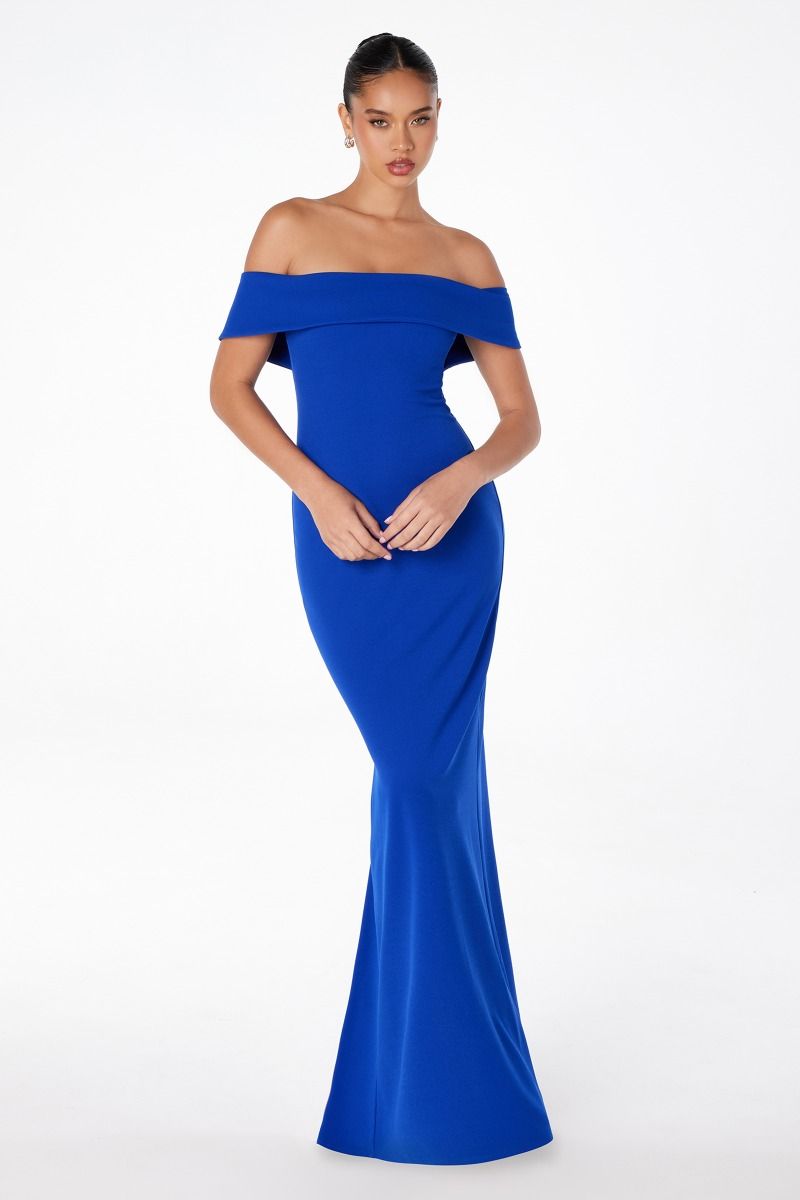 OFF SHOULDER MAXI DRESS - ROYAL BLUE