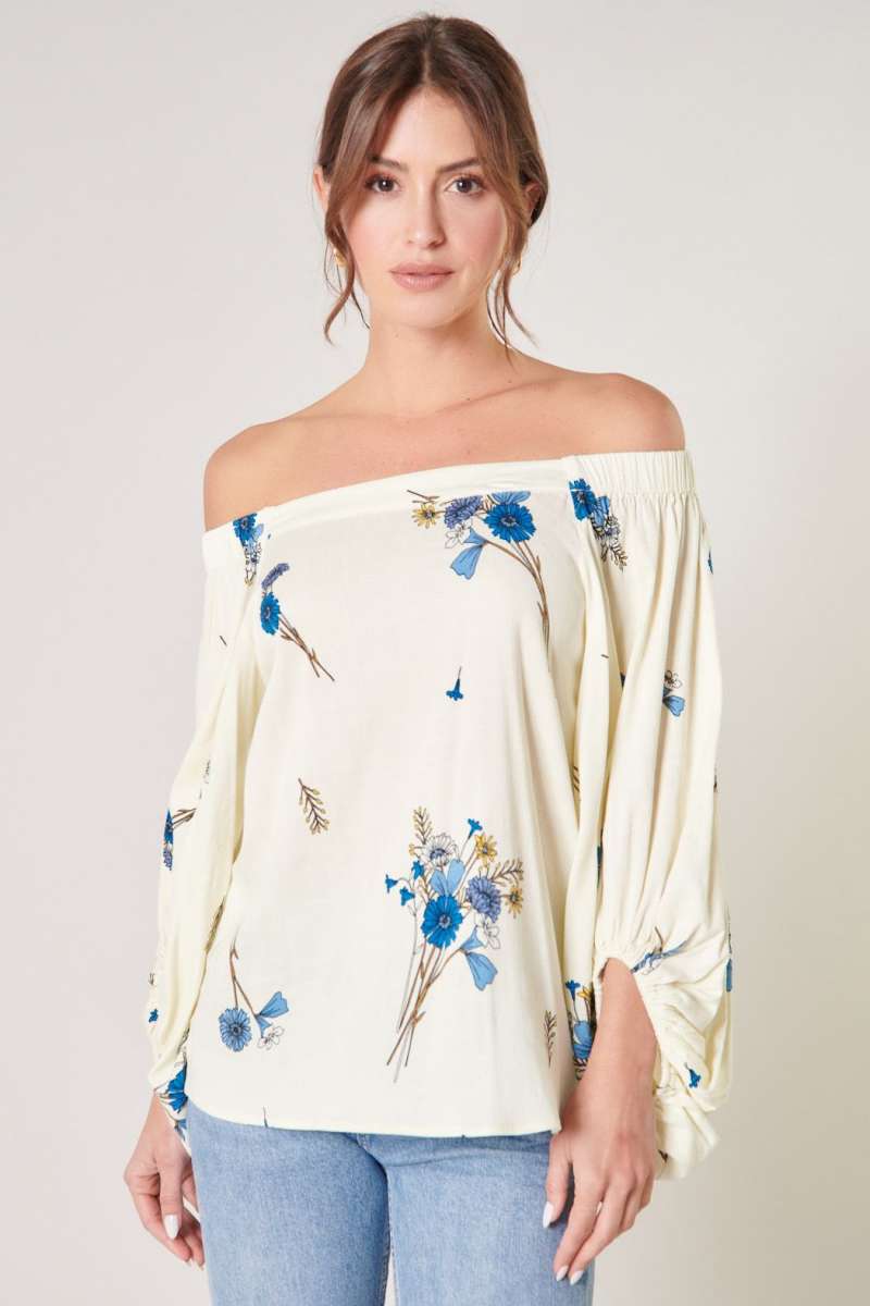 OFF THE SHOULDER BALLON SLEEVE TOP
