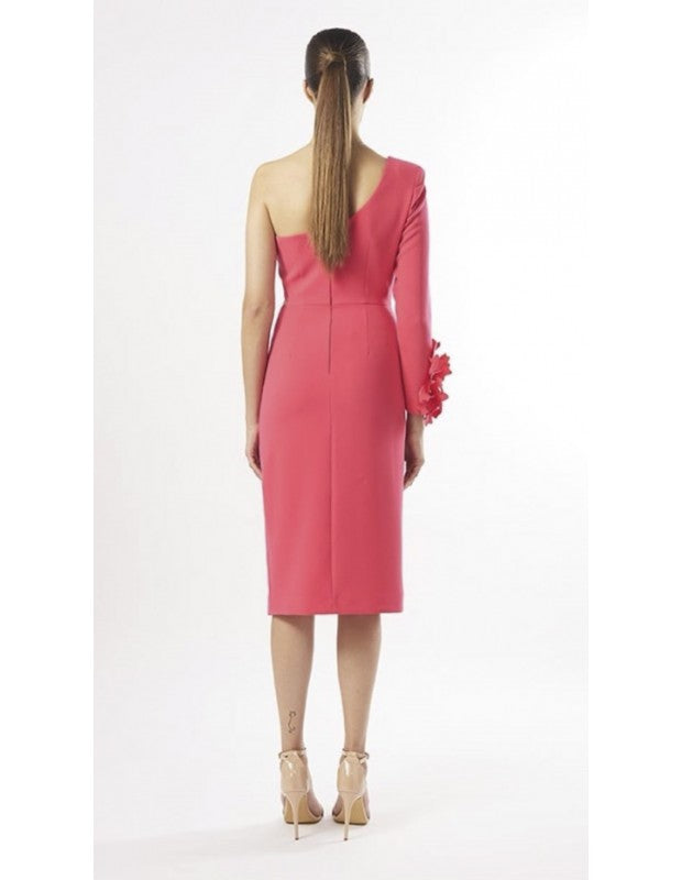 CARLA RUIZ - ASYMMETRIC MIDI DRESS -SALMON